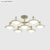 Modern Gyro Flush Mount Ceiling Light With 7 Wood Undertint Lights For Living Room