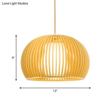 Modern Half-Globe Pendant Wooden 1-Light Dining Table Suspension Lighting - 13’/18’ W With