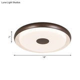 Modern Halo Flush Mount Light Iron Led Bedroom Flushmount Lighting In Coffee (18’/21’ Width)