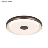 Modern Halo Flush Mount Light Iron Led Bedroom Flushmount Lighting In Coffee (18’/21’ Width)