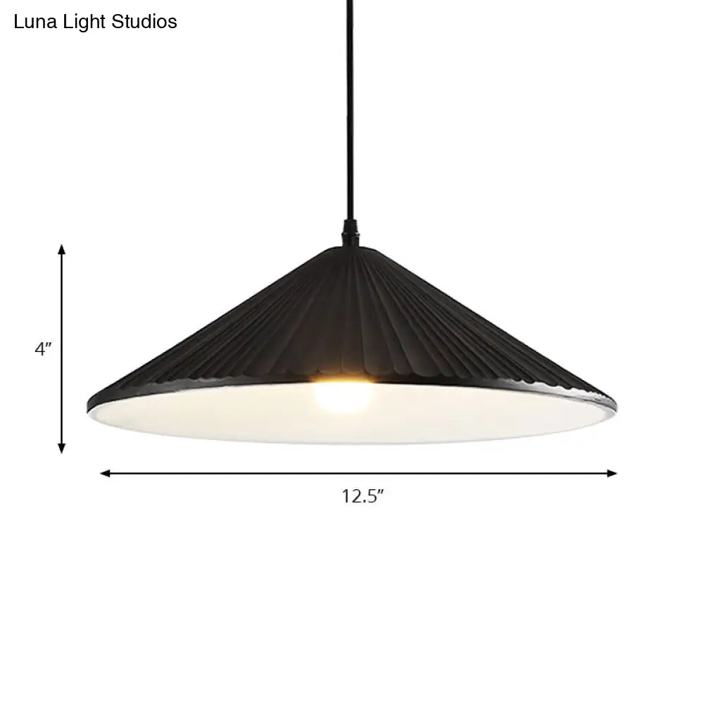 Modern Hat Ceiling Pendant Light Resin 1 Light 8’’/12.5’’/16’’ Dia Grey/White/Black