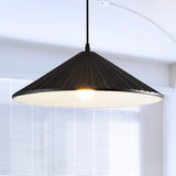 Modern Hat Ceiling Pendant Light Resin 1 Light 8’’/12.5’’/16’’ Dia Grey/White/Black Black / 8’’