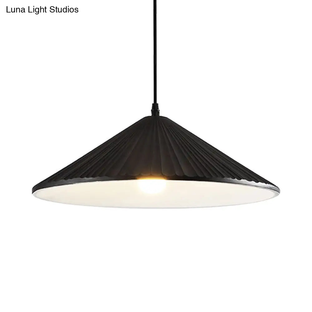 Modern Hat Ceiling Pendant Light Resin 1 Light 8’’/12.5’’/16’’ Dia Grey/White/Black