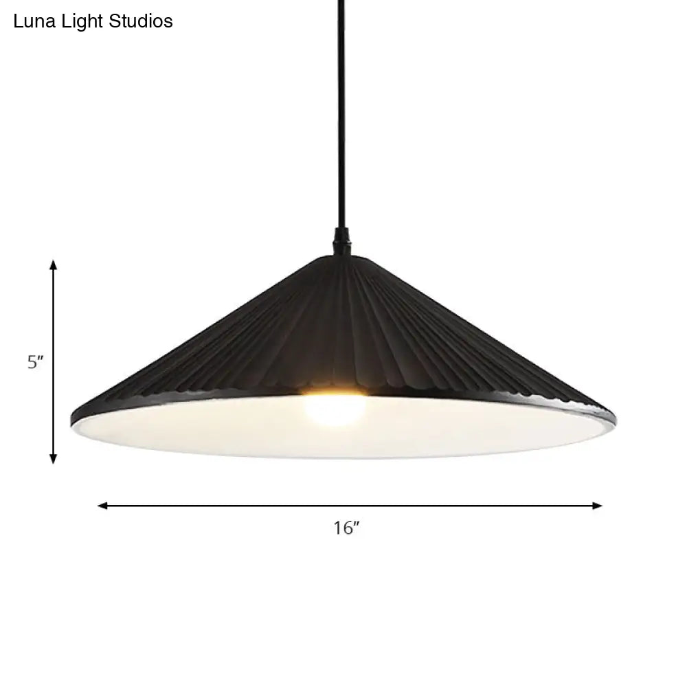 Modern Hat Ceiling Pendant Light Resin 1 Light 8’’/12.5’’/16’’ Dia Grey/White/Black