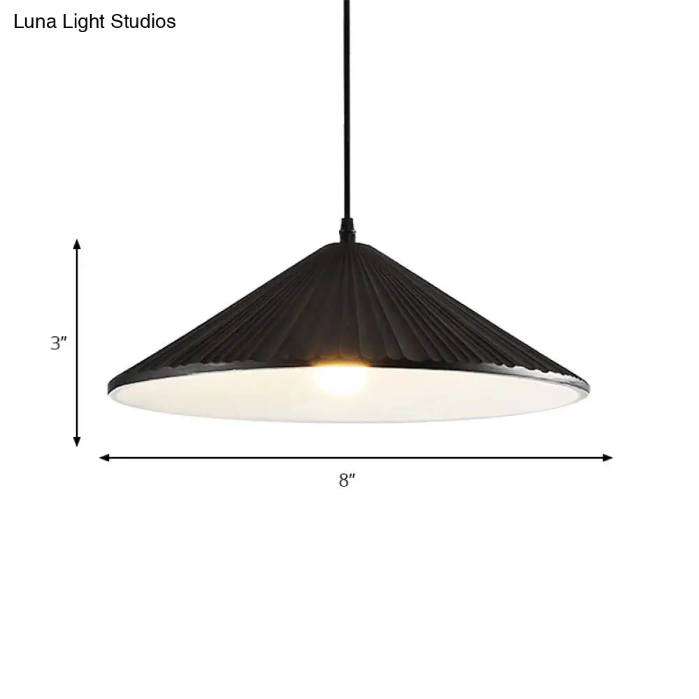 Modern Hat Ceiling Pendant Light Resin 1 Light 8’’/12.5’’/16’’ Dia Grey/White/Black