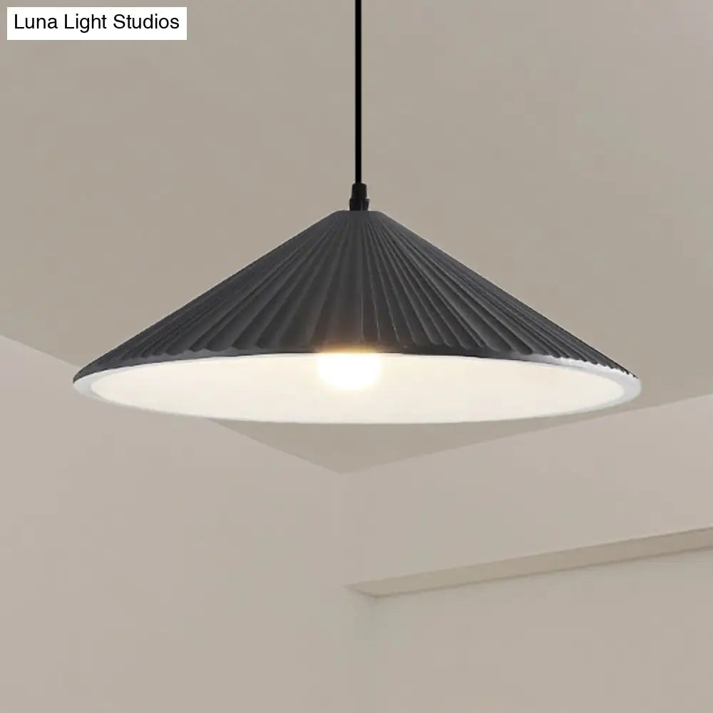 Modern Hat Ceiling Pendant Light Resin 1 Light 8’’/12.5’’/16’’ Dia Grey/White/Black