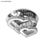 Modern Heart Crystal Led Semi Flush Light - 19.5’/23.5’ Clear Warm/White Lighting Chrome Mount