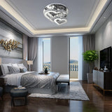 Modern Heart Crystal Led Semi Flush Light - 19.5’/23.5’ Clear Warm/White Lighting Chrome Mount