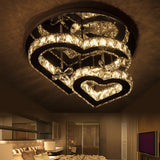 Modern Heart Crystal Led Semi Flush Light - 19.5’/23.5’ Clear Warm/White Lighting Chrome Mount