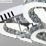 Modern Heart Crystal Led Semi Flush Light - 19.5’/23.5’ Clear Warm/White Lighting Chrome Mount