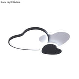 Modern Heart Design Black Ceiling Fixture: Acrylic Led Bedroom Flush Mount Spotlight - Warm/White