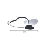 Modern Heart Design Black Ceiling Fixture: Acrylic Led Bedroom Flush Mount Spotlight - Warm/White