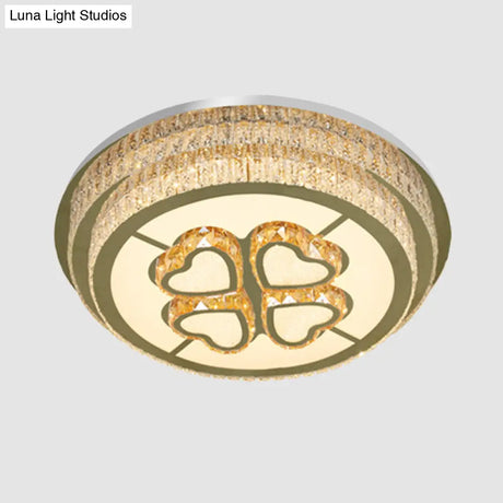 Modern Heart - Design Led Crystal Flush Mount Lamp With Nickel Finish For Great Room Lighting