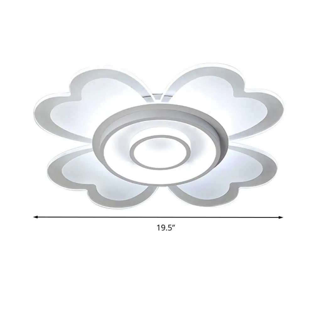 Modern Heart & Round Flush Mount Led Ceiling Light For Baby Room In White
