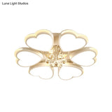Modern Heart - Shaped Acrylic Flush Mount Light With Crystal Ball - 6 Bulbs White Perfect For