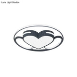 Modern Heart - Shaped Led Ceiling Fixture In Black And White With Warm/White Light