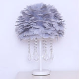 Modern Hemisphere Feather Table Lamp With Crystal Ball And Night Light - Grey/White/Pink Grey / A