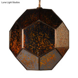 Modern Hexagon Ceiling Chandelier - Brown/Clear Glass 4-Light Fixture For Bedroom