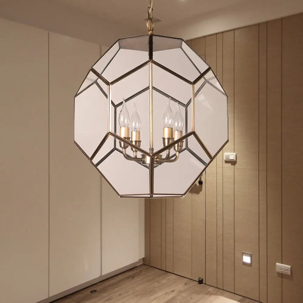 Modern Hexagon Ceiling Chandelier - Brown/Clear Glass 4-Light Fixture For Bedroom Clear