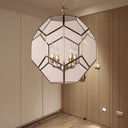 Modern Hexagon Ceiling Chandelier - Brown/Clear Glass 4-Light Fixture For Bedroom Clear
