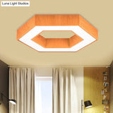 Modern Hexagon Wooden Led Flush Mount Ceiling Light In Beige - 16’/23.5’ Wide