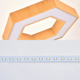 Modern Hexagon Wooden Led Flush Mount Ceiling Light In Beige - 16/23.5 Wide