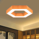 Modern Hexagon Wooden Led Flush Mount Ceiling Light In Beige - 16’/23.5’ Wide Wood / 16’