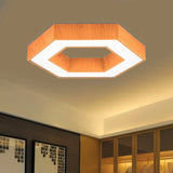Modern Hexagon Wooden Led Flush Mount Ceiling Light In Beige - 16’/23.5’ Wide Wood / 16’