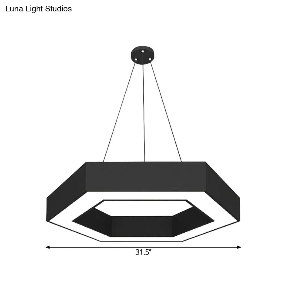 Modern Hexagonal Led Pendant Light Fixture In Acrylic Black 18’/31.5’/47’ Wide