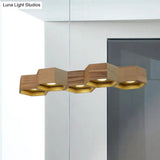 Modern Hexagonal Wooden Ceiling Light Fixture For Living Room - 5/7-Light Island Lighting