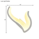 Modern Horn-Shaped Led Wall Sconce For Adult Bedroom In White Acrylic