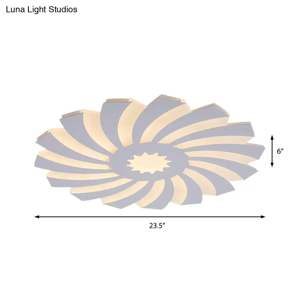 Modern Hotel-Style Led Flush Ceiling Light With Warm/White Lighting And Acrylic Flower Design For