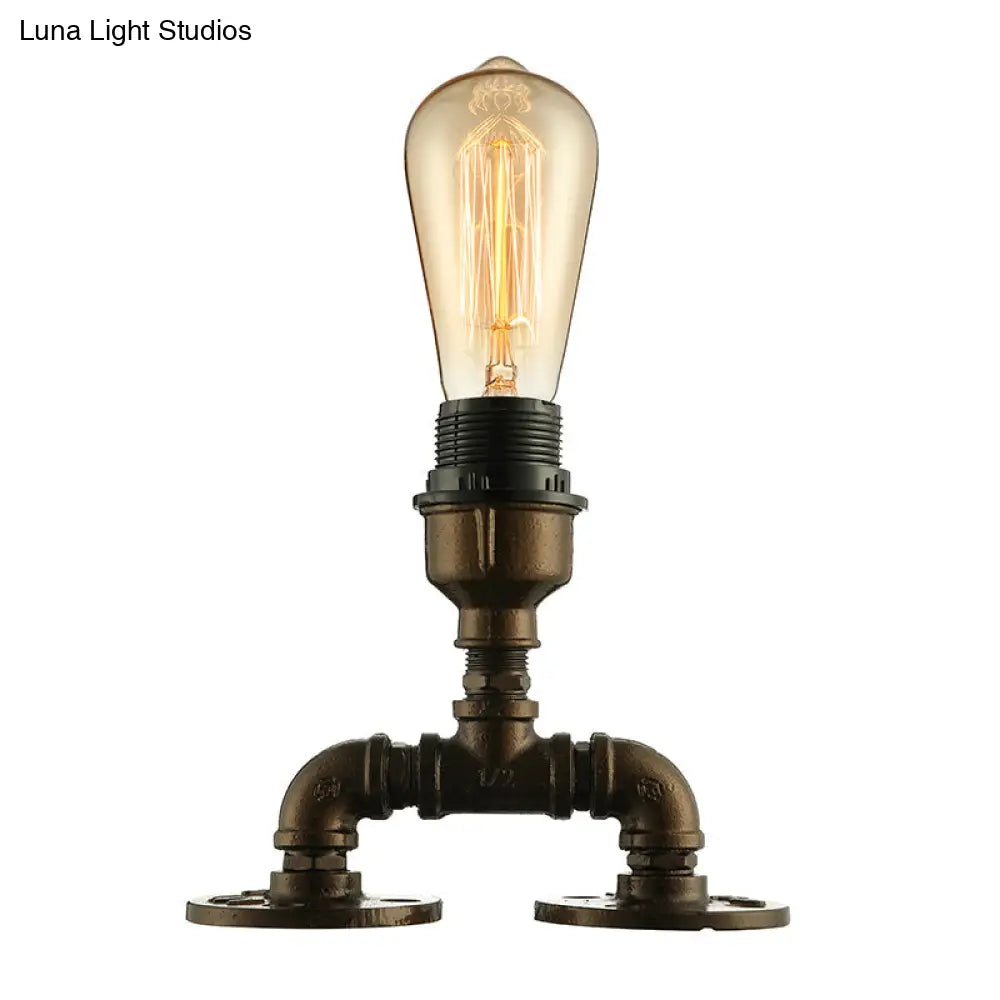 Modern Industrial 1-Head Black Standing Light With Pipe Design - Aesthetic Table Lighting For Coffee