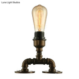 Modern Industrial 1-Head Black Standing Light With Pipe Design - Aesthetic Table Lighting For Coffee