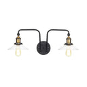 Modern Industrial Conic Sconce - Black Metal Wall Mount Lamp With 2 Bulbs For Indoor Lighting / Cone