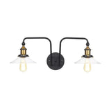 Modern Industrial Conic Sconce - Black Metal Wall Mount Lamp With 2 Bulbs For Indoor Lighting / Cone