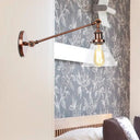 Modern Industrial Conical Sconce Light Clear Glass Lighting Fixture In Black/Bronze/Brass 8/12 L Arm