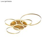 Modern Interlocking Ring Led Ceiling Lamp - Gold Flushmount 3/5 Tiered Warm/White Light