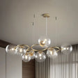 Modern Iron 9-Light Gold Chandelier With Bubble Glass Shades