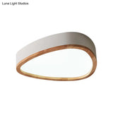 Modern Iron And Wood Drop Flush Mount Ceiling Light - Unique Grey/White/Green Design In Warm/White