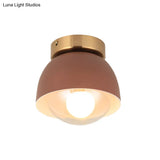 Modern Iron Dome Flush Mount Ceiling Lamp With 1 Head Lighting - Coffee Shade