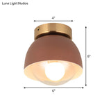Modern Iron Dome Flush Mount Ceiling Lamp With 1 Head Lighting - Coffee Shade