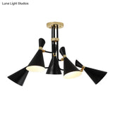 Modern Iron Flared Drop Pendant Chandelier - 3/5-Light Black Fixture Ideal For Dining Room