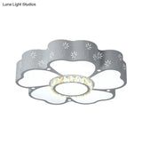 Modern Iron Floral Led Flush Mount Light In Warm/White For Living Room Ceiling