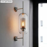 Modern Iron Mesh Wall Mount Lamp With Clear Glass Shade