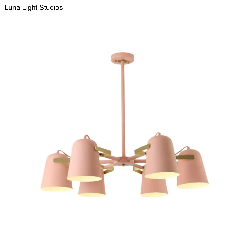 Modern Iron Pendant Chandelier With Bell Shade - Living Room Hanging Lighting Fashionable Design
