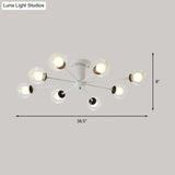 Modern Iron Sputnik Ceiling Lamp With Clear Glass Shades - Black/White 8/10 Lights