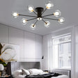 Modern Iron Sputnik Ceiling Lamp With Clear Glass Shades - Black/White 8/10 Lights 8 / Black