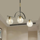 Modern Island Light Fixture - Black Finish Pendant Lamp With Cream/Clear Glass Shades Clear
