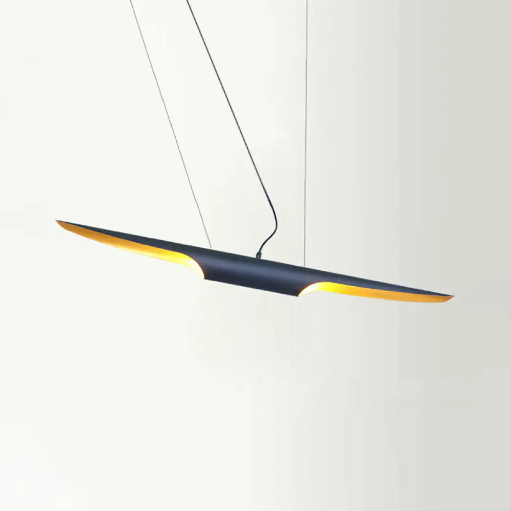 Modern Island Pendant Lamp With Metallic Shade In Bias Cut Tube Design 2 Heads